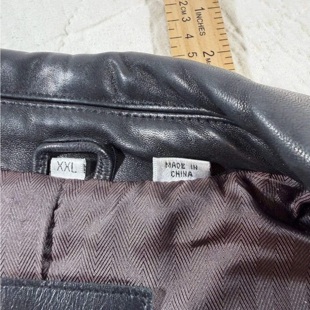 Alfani Black Leather Men's Bomber Jacket - Picture 3 of 7